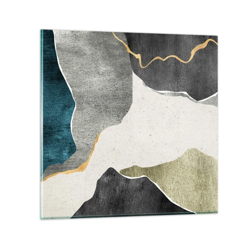 Tablou pe sticlă - Compoziție mozaic cu fir de aur - 60x60 cm