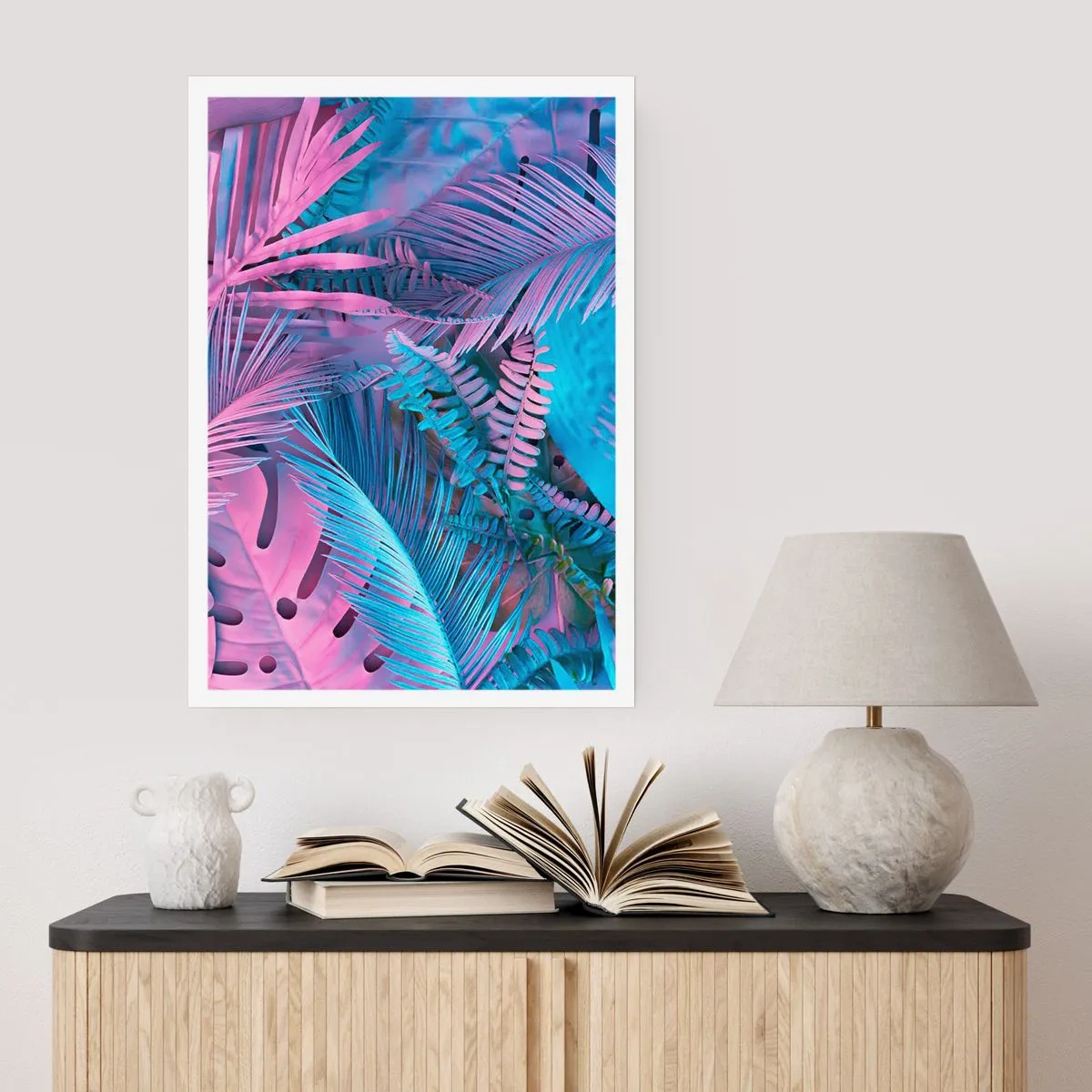Poster - Palmieri în alb și albastru - 61x91 cm