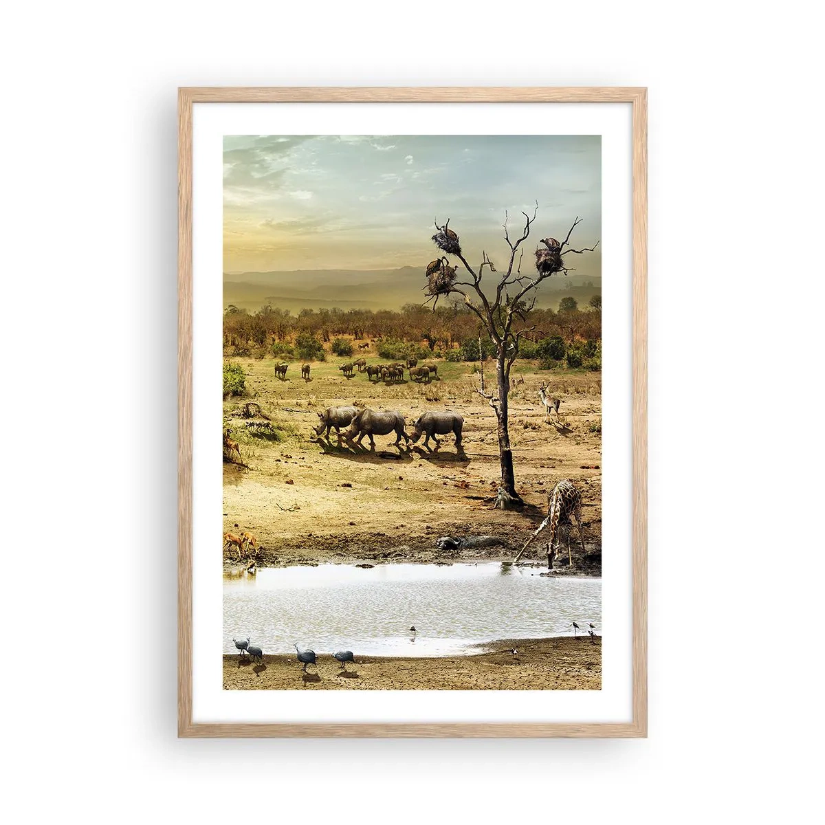 Poster în ramă de stejar deschis - "Și din Eden curgea un râu..." - 50x70 cm