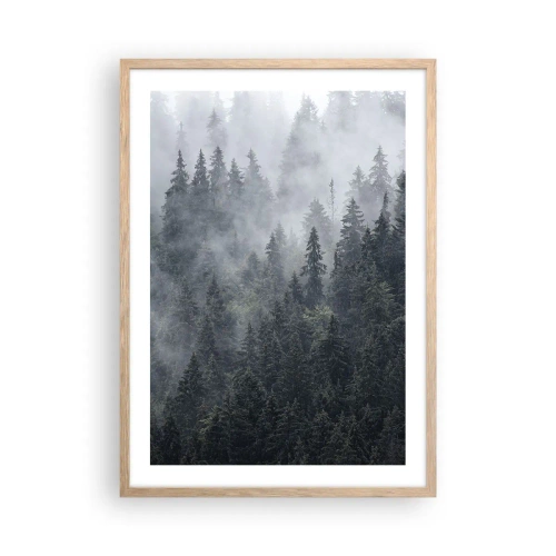 Poster în ramă de stejar deschis - Zori de pădure - 50x70 cm