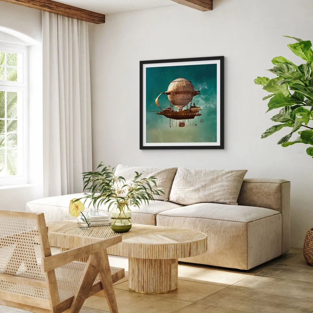 Poster în ramă neagră - Jules Verne vă transmite salutări - 30x30 cm