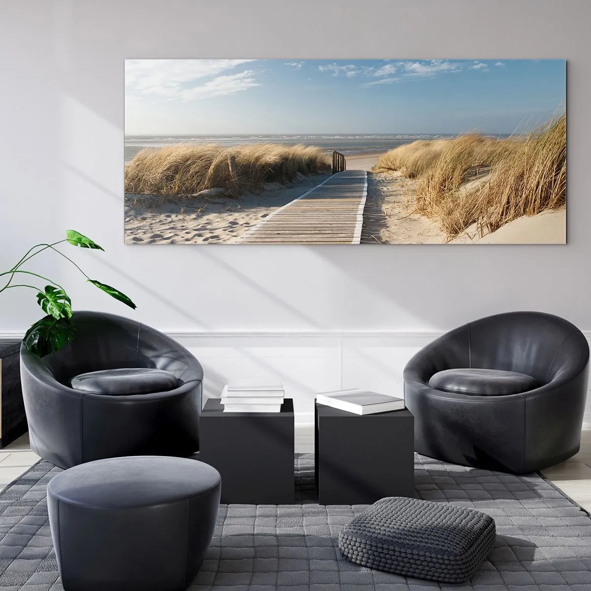 Tablou pe sticlă - În spatele dunei, în zumzetul ierbii - 90x30 cm
