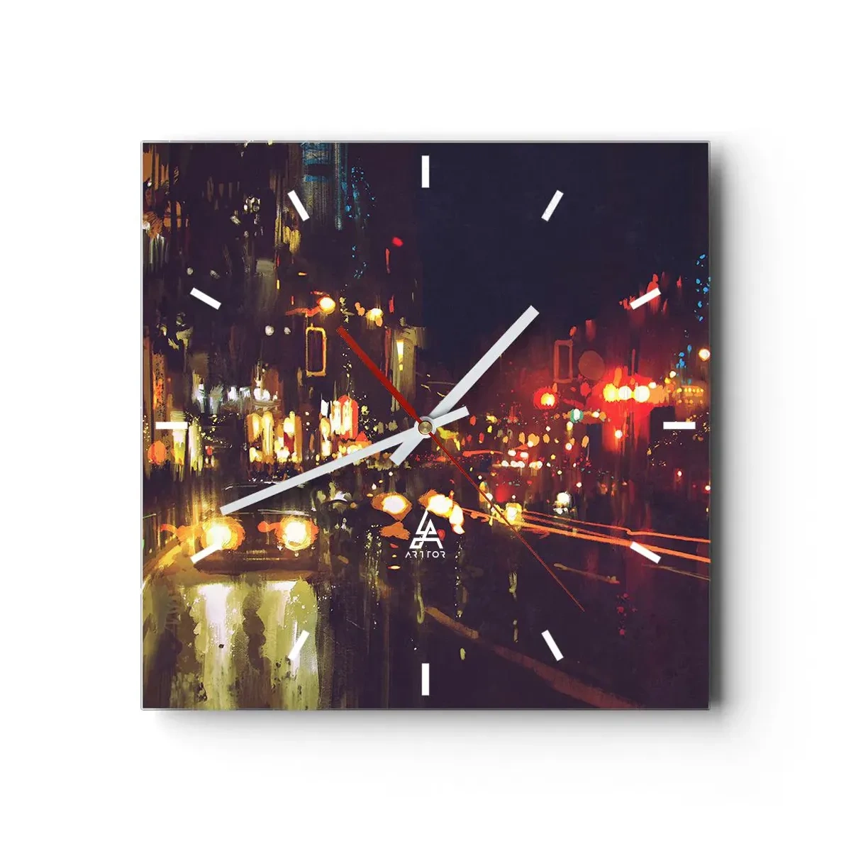 Ceas de perete - Ceas pe sticlă - Scufundat în lumina nopții - 30x30 cm