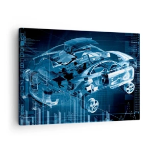 Tablou pe pânză Canvas - Un desen tehnic modern al unei mașini cu elemente structurale - 70x50cm - Anatomie inginerească - Decorațiune modernă pentru perete pentru living și dormitor ARTTOR