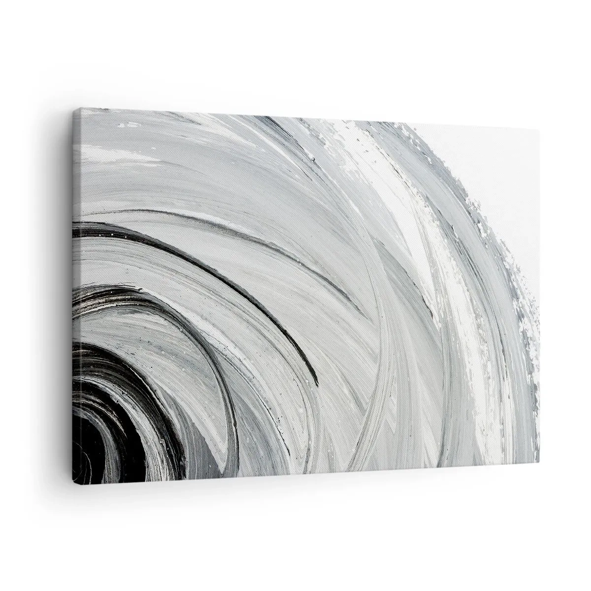 Tablou pe pânză Canvas - Un vârtej monocromatic în nuanțe de gri și negru - 70x50cm - Compoziție orbitală - Decorațiune modernă pentru perete pentru living și dormitor ARTTOR