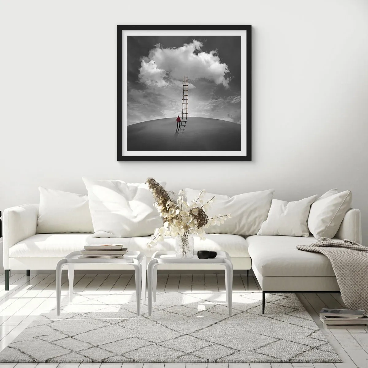 Poster în ramă neagră - Orice este posibil - 60x60 cm