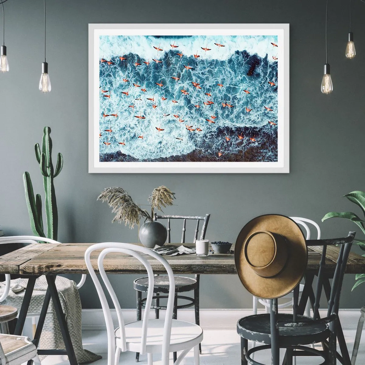 Poster în ramă albă - Parada de la malul mării - 70x50 cm