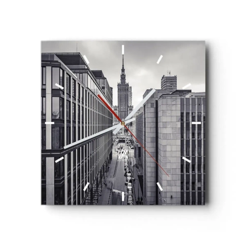 Ceas de perete - Ceas pe sticlă - Vale citadină din Varșovia - 30x30 cm