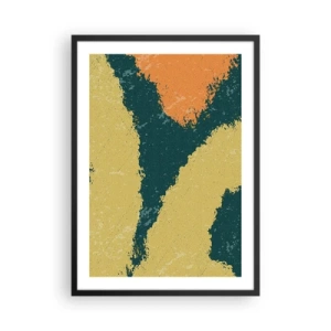 Poster în ramă neagră - Pete abstracte de culoare în nuanțe de verde și portocaliu - 50x70cm - Abstracție - în slow motion - Decorațiune modernă pentru perete pentru living și dormitor ARTTOR