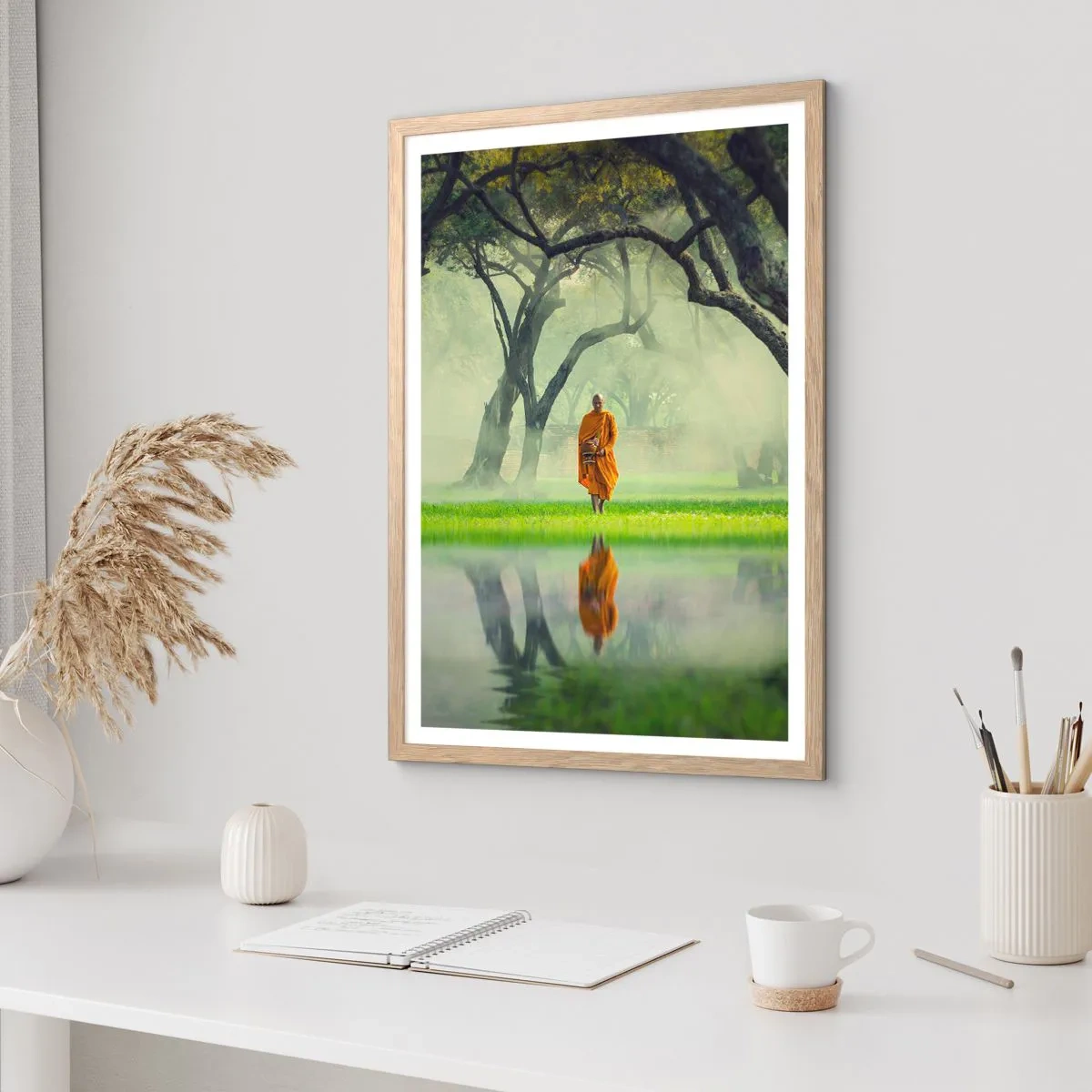 Poster în ramă de stejar deschis - Pe drumul spre iluminare - 61x91 cm