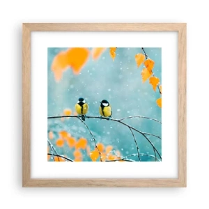 Poster în ramă de stejar deschis - Bârfele păsărilor - 30x30 cm