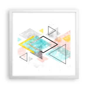 Poster în ramă albă - Joc geometric - 40x40 cm