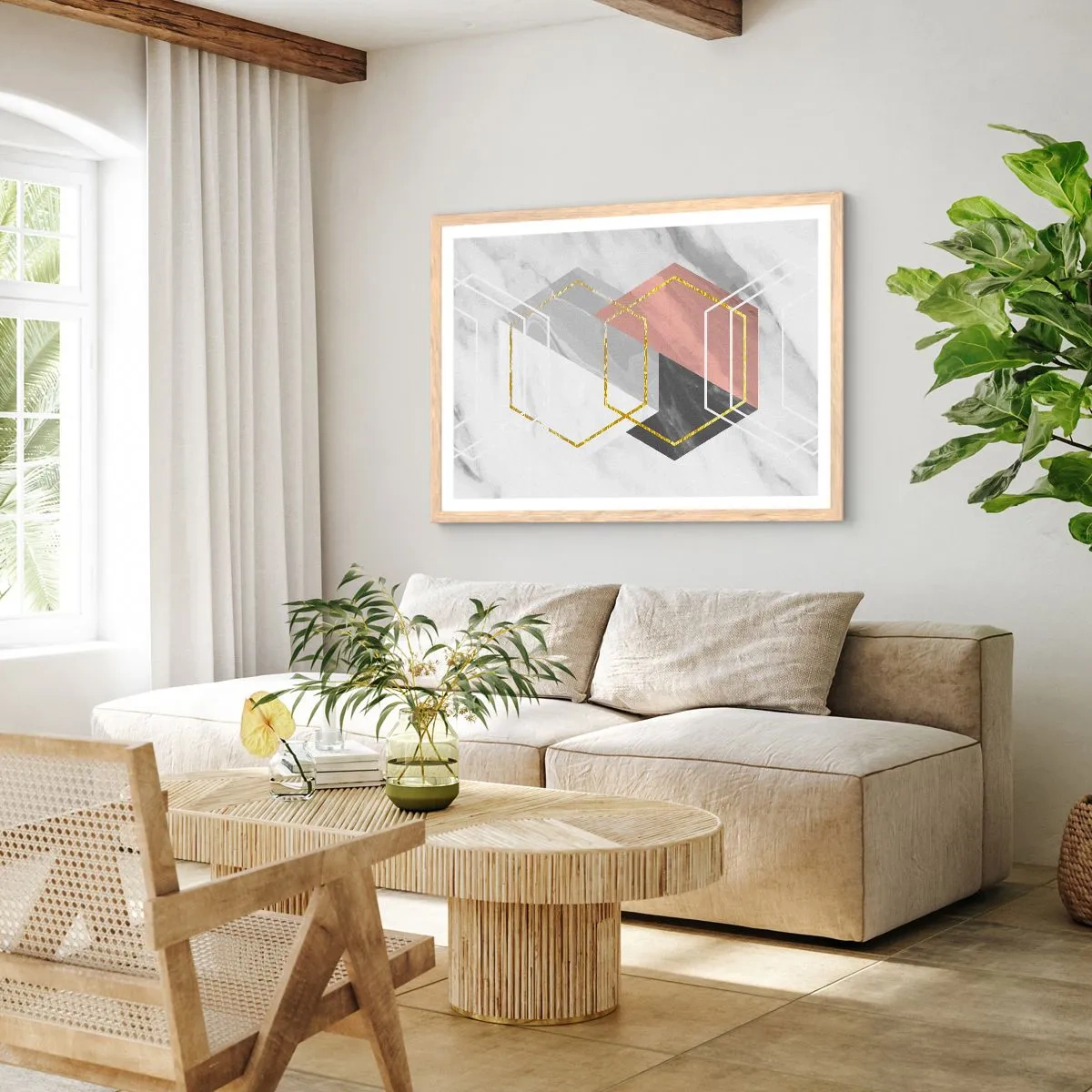 Poster în ramă de stejar deschis - Compoziția lanțului - 50x40 cm