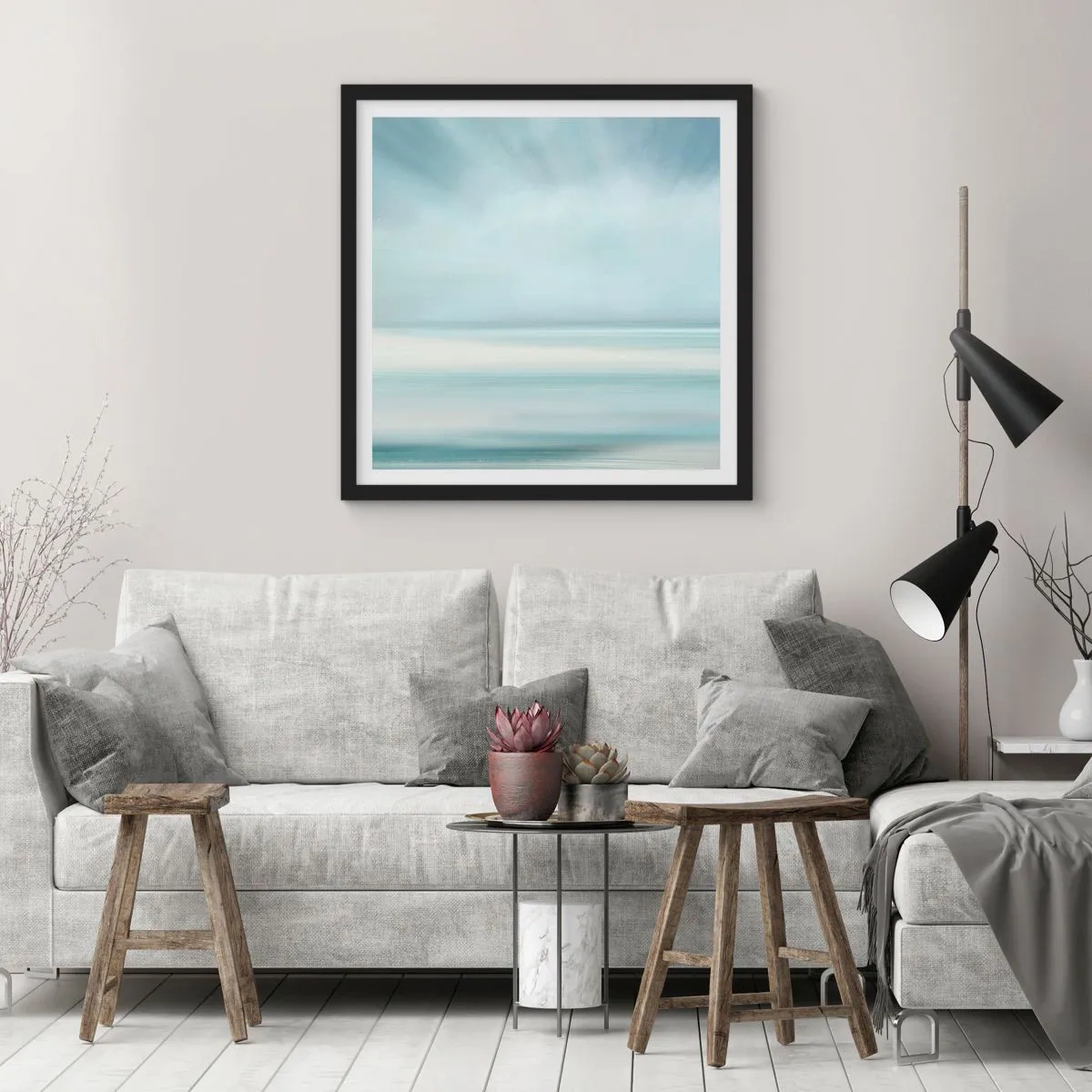 Poster în ramă neagră - Liniște până la orizont - 30x30 cm