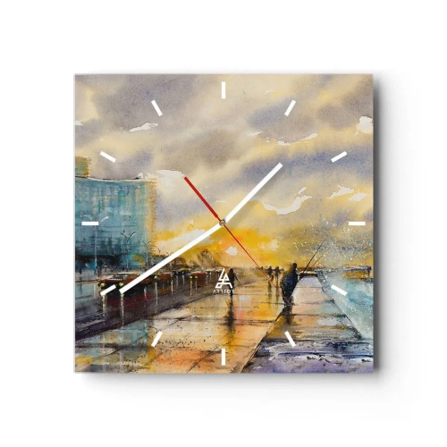 Ceas de perete - Ceas pe sticlă - Viața pe țărm - 40x40 cm