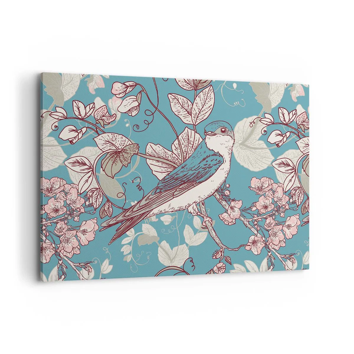 Tablou pe pânză - Ciripit în florile albe - 120x80 cm