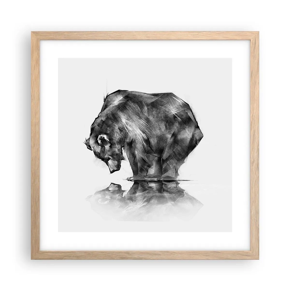 Poster în ramă de stejar deschis - Mă bucur să văd pe cineva apropiat - 40x40 cm