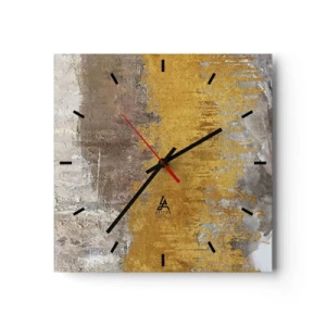 Ceas de perete - Ceas pe sticlă - O suflare de aur - 40x40 cm