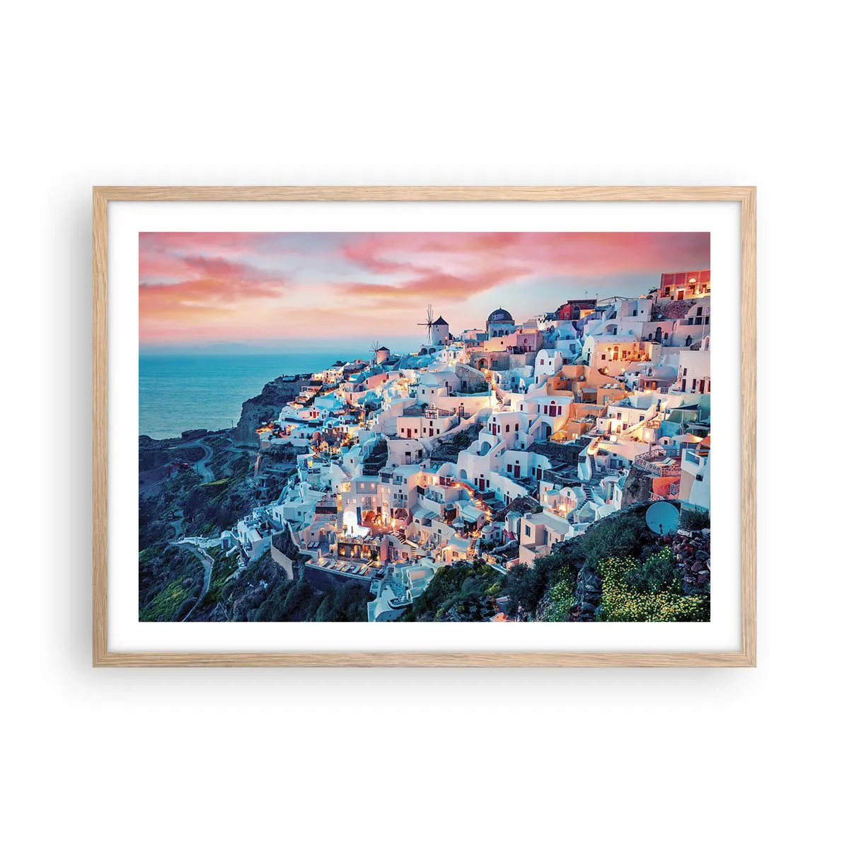 Poster în ramă de stejar deschis - Vacanța ta grecească - 70x50 cm