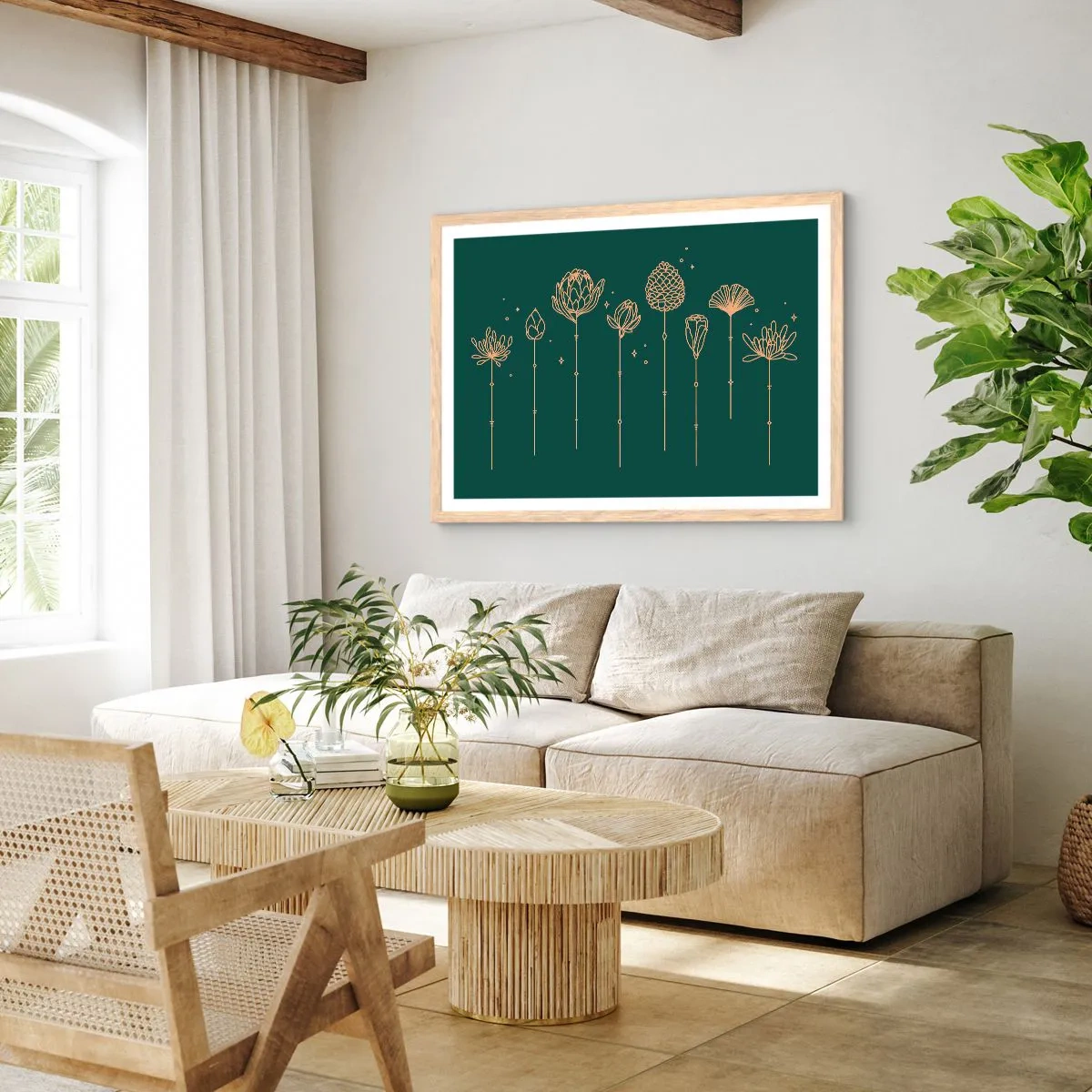 Poster în ramă de stejar deschis - Familia IERBEscu - 91x61 cm