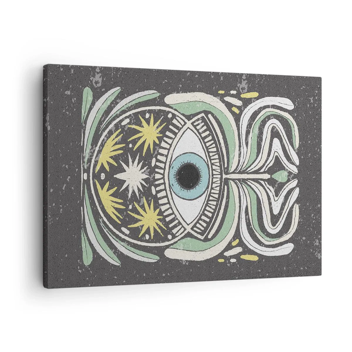 Tablou pe pânză Canvas - Un ochi simbolic înconjurat de modele abstracte - 70x50cm - Ritualuri tribale - Decorațiune modernă pentru perete pentru living și dormitor ARTTOR