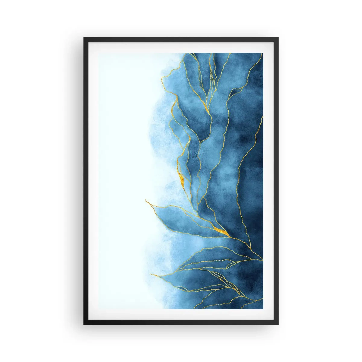Poster în ramă neagră - Albastru în aur - 61x91 cm