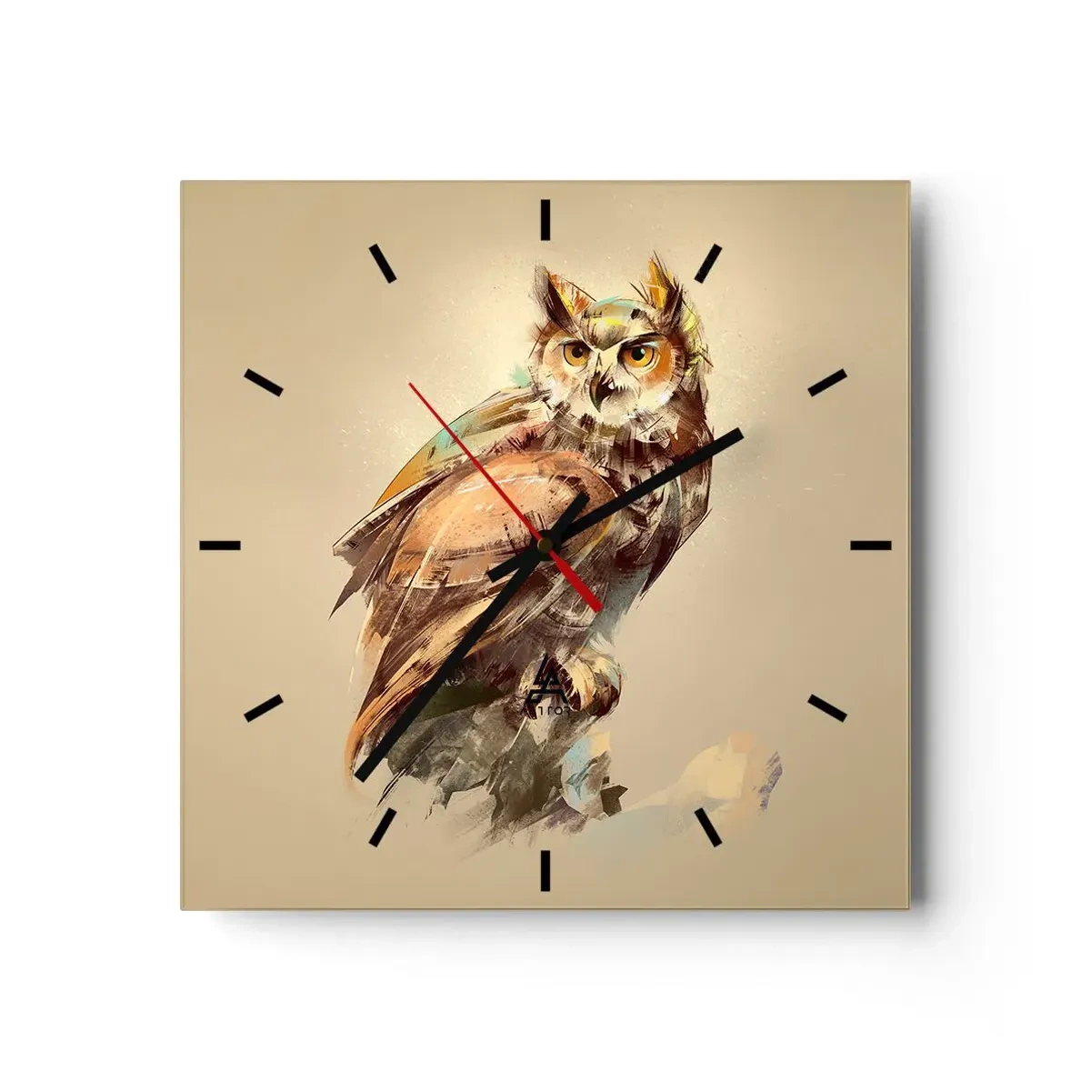 Ceas de perete - Ceas pe sticlă - Cea mai inteligentă bufniță - confirmă stejarul - 30x30 cm