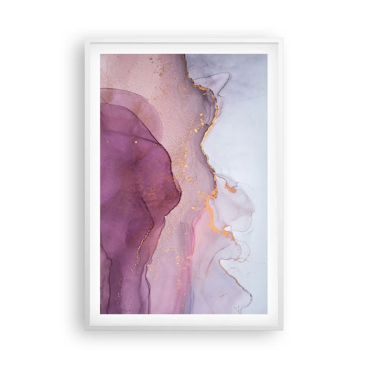 Poster în ramă albă - Valuri de liliac și violet - 61x91 cm