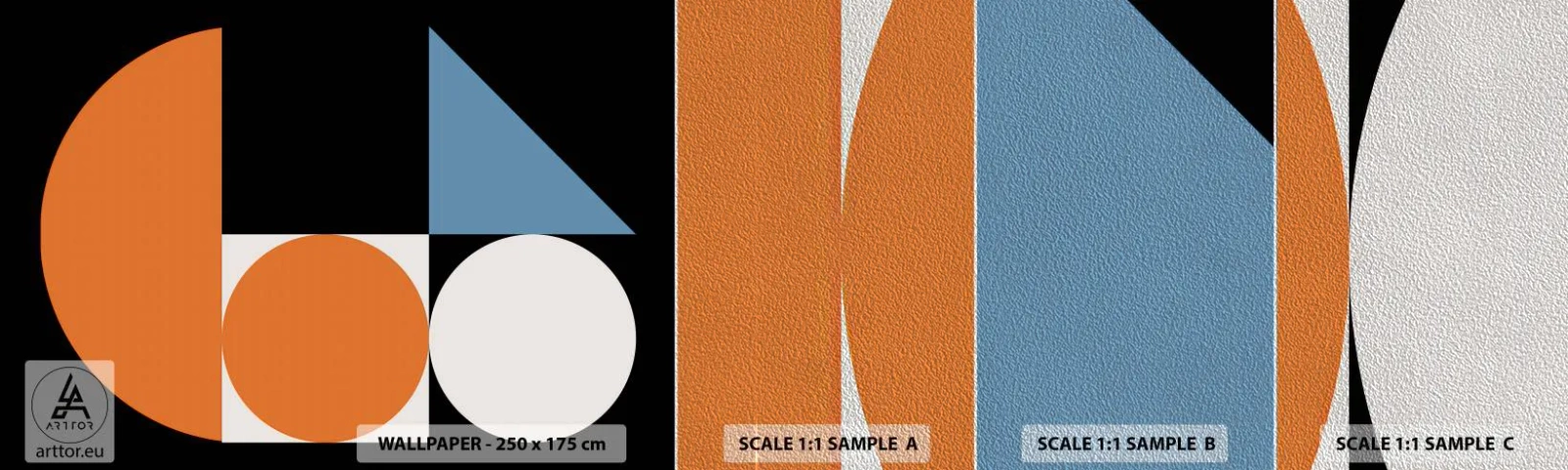 Mostră tapet Premium Sand - Sistem de figuri - Abstracția, Grafică, Model geometric - 100x30 cm
