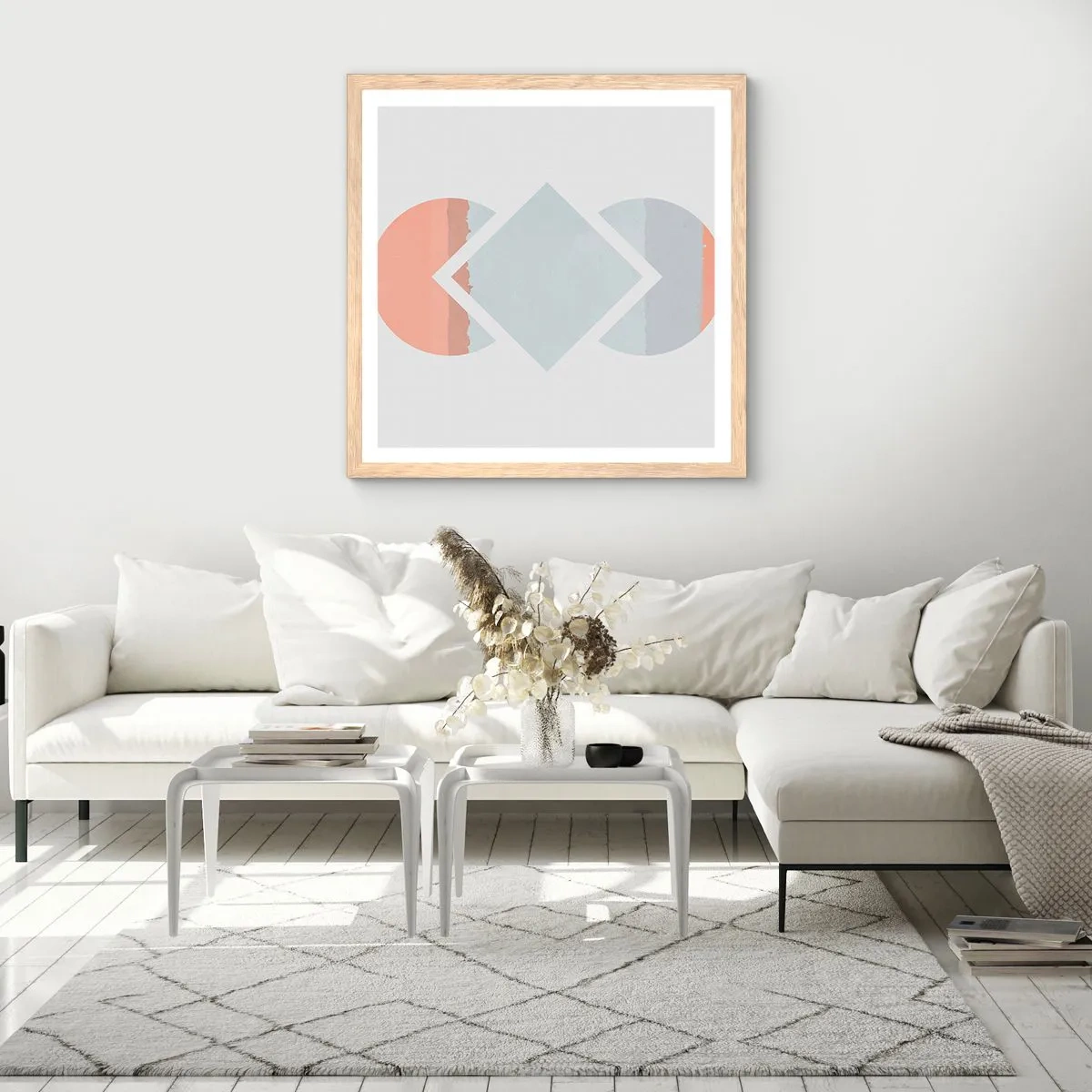 Poster în ramă de stejar deschis - Situația este clară - 40x40 cm