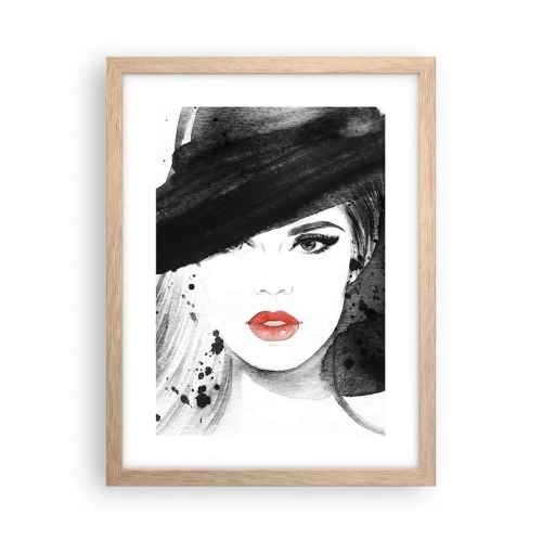 Poster în ramă de stejar deschis - Doamna în negru - 30x40 cm