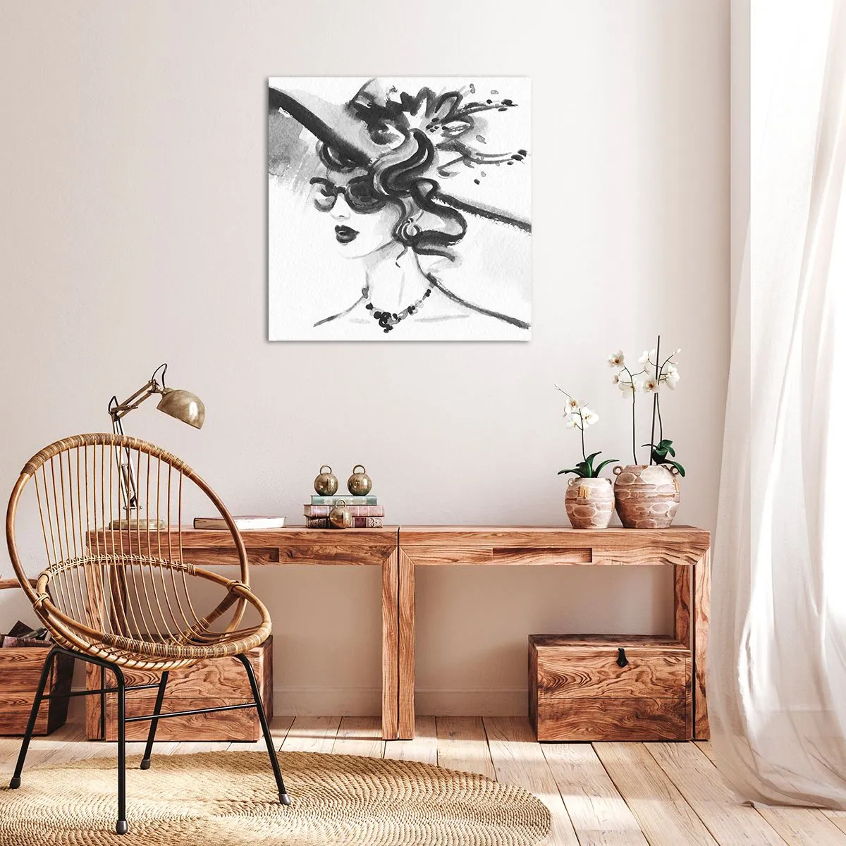 Tablou pe pânză - Dama cu caracter - 60x60 cm