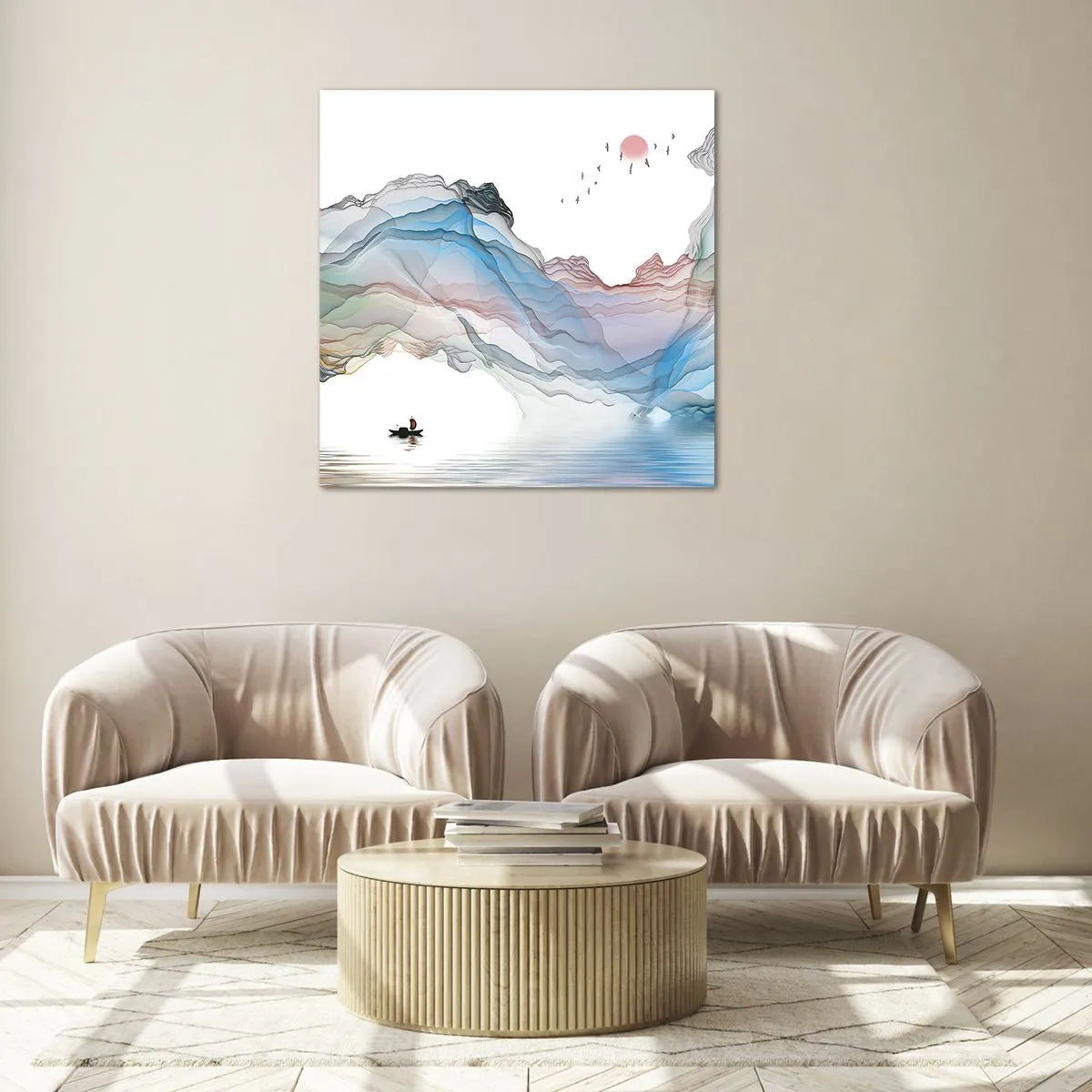 Tablou pe sticlă - Spre munții de cristal - 30x30 cm