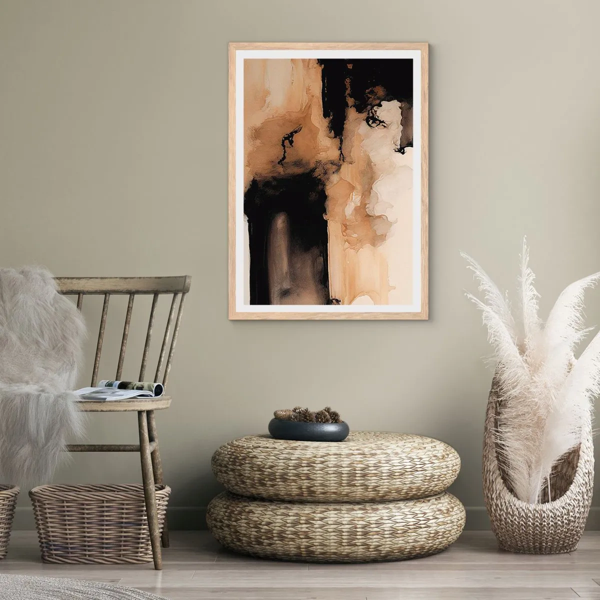 Poster în ramă de stejar deschis - O abstractizare intrigantă - 70x100 cm