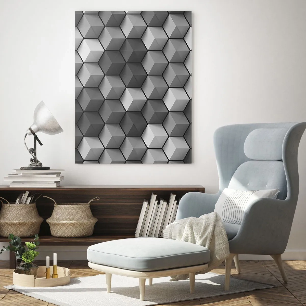 Tablou pe sticlă - Puzzle cubist - 80x120 cm
