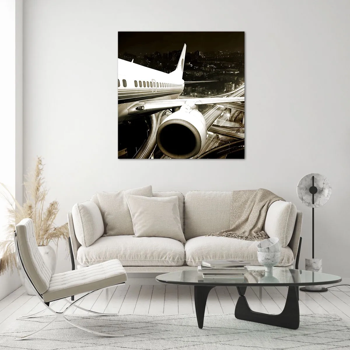 Tablou pe sticlă - Zbor în noapte - 70x70 cm