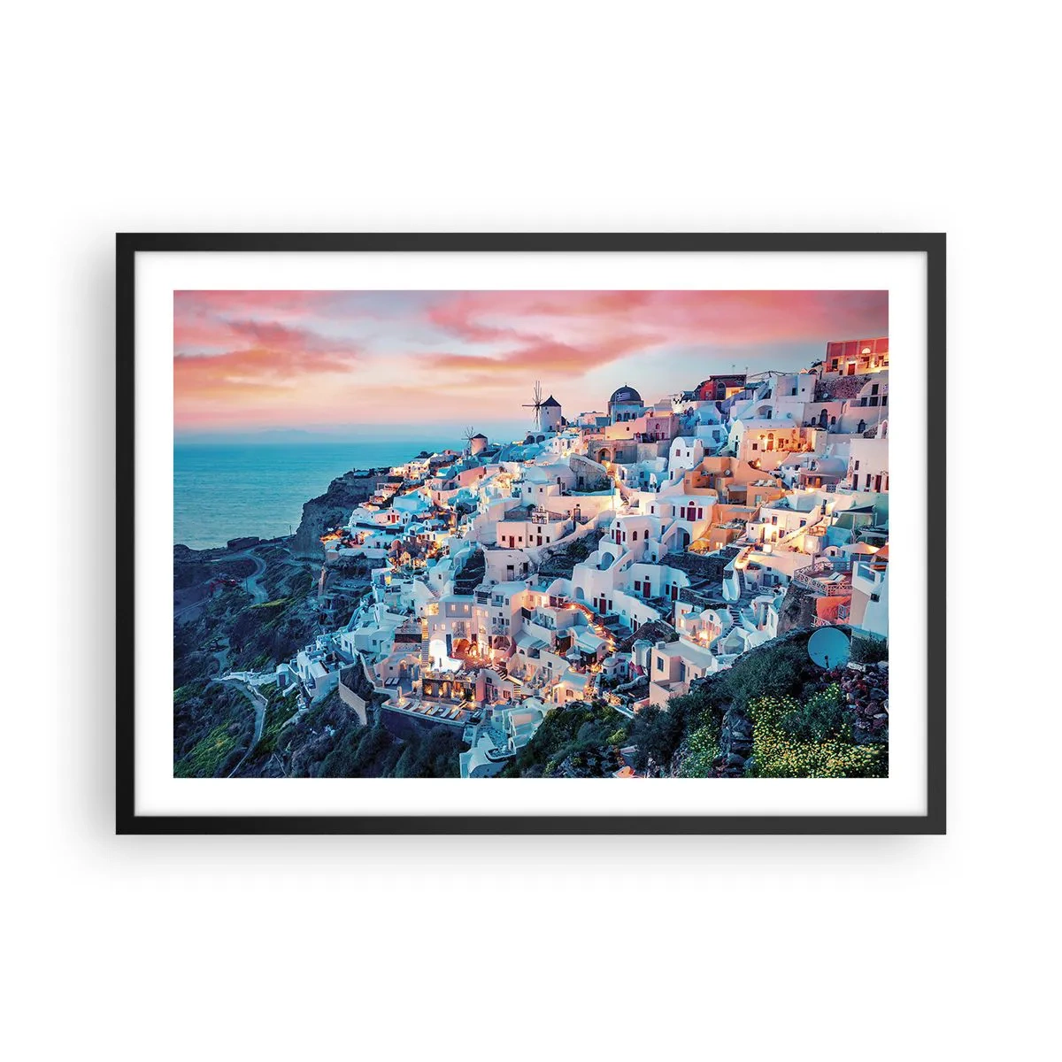 Poster în ramă neagră - Vacanța ta grecească - 70x50 cm