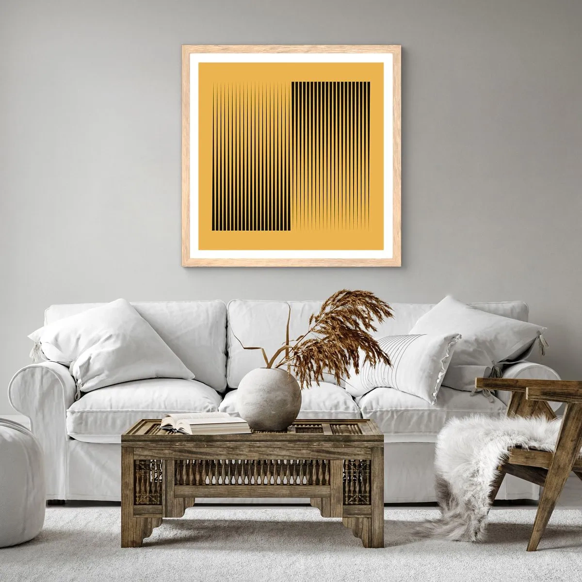 Poster în ramă de stejar deschis - Pătratul contrariilor - 40x40 cm