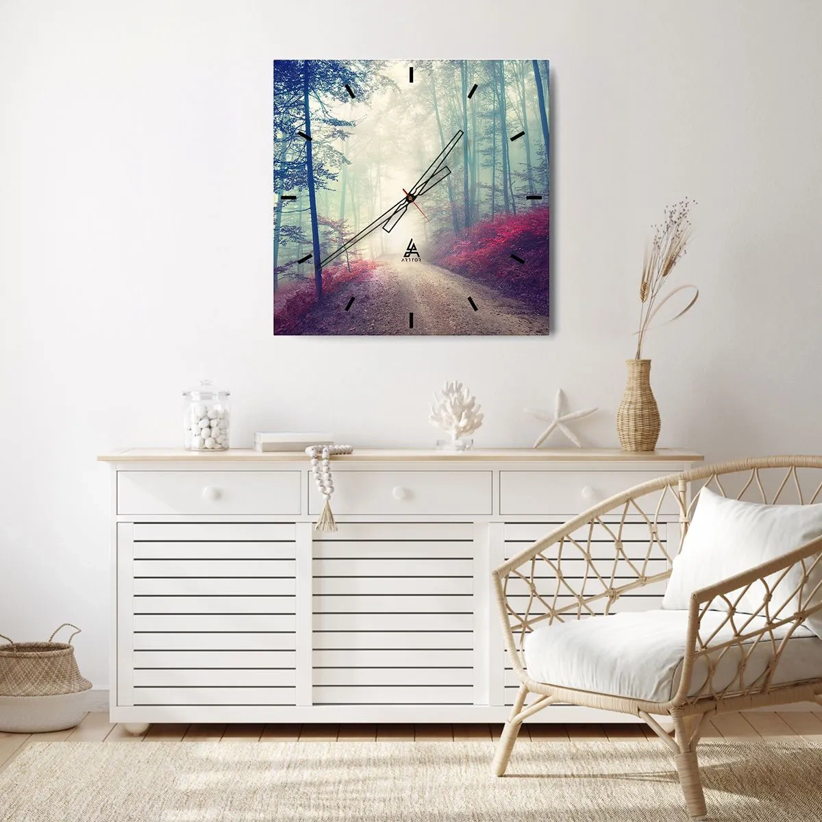 Ceas de perete - Ceas pe sticlă - Ce bine e să te trezești în zori de ziuă - 40x40 cm