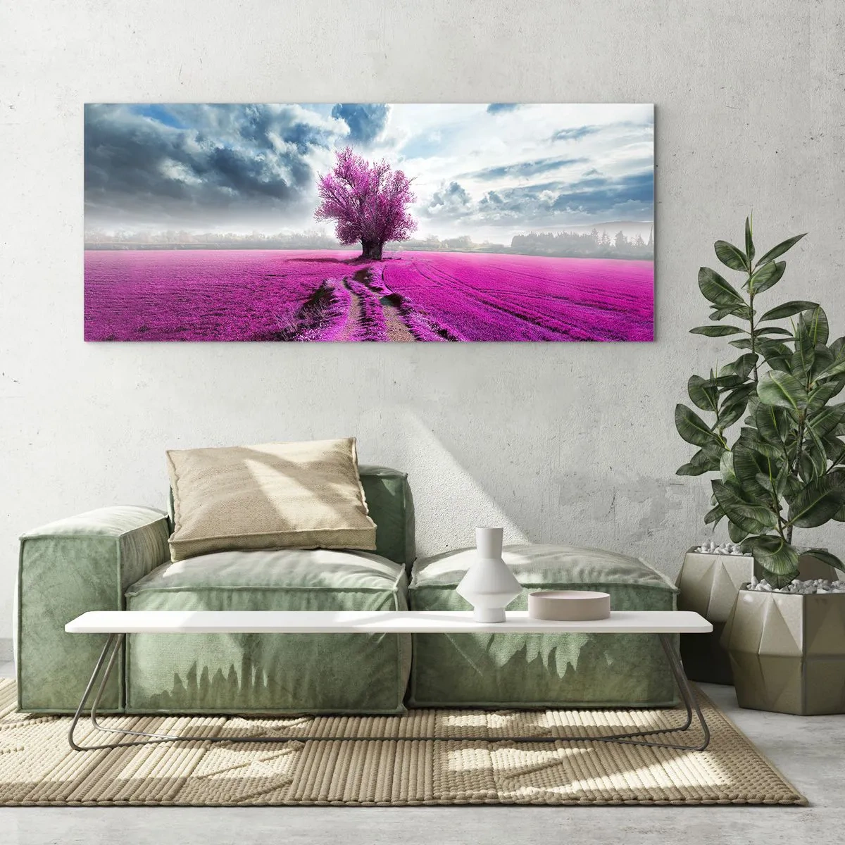 Tablou pe sticlă - Câmpul cu iarbă neagră - 90x30 cm