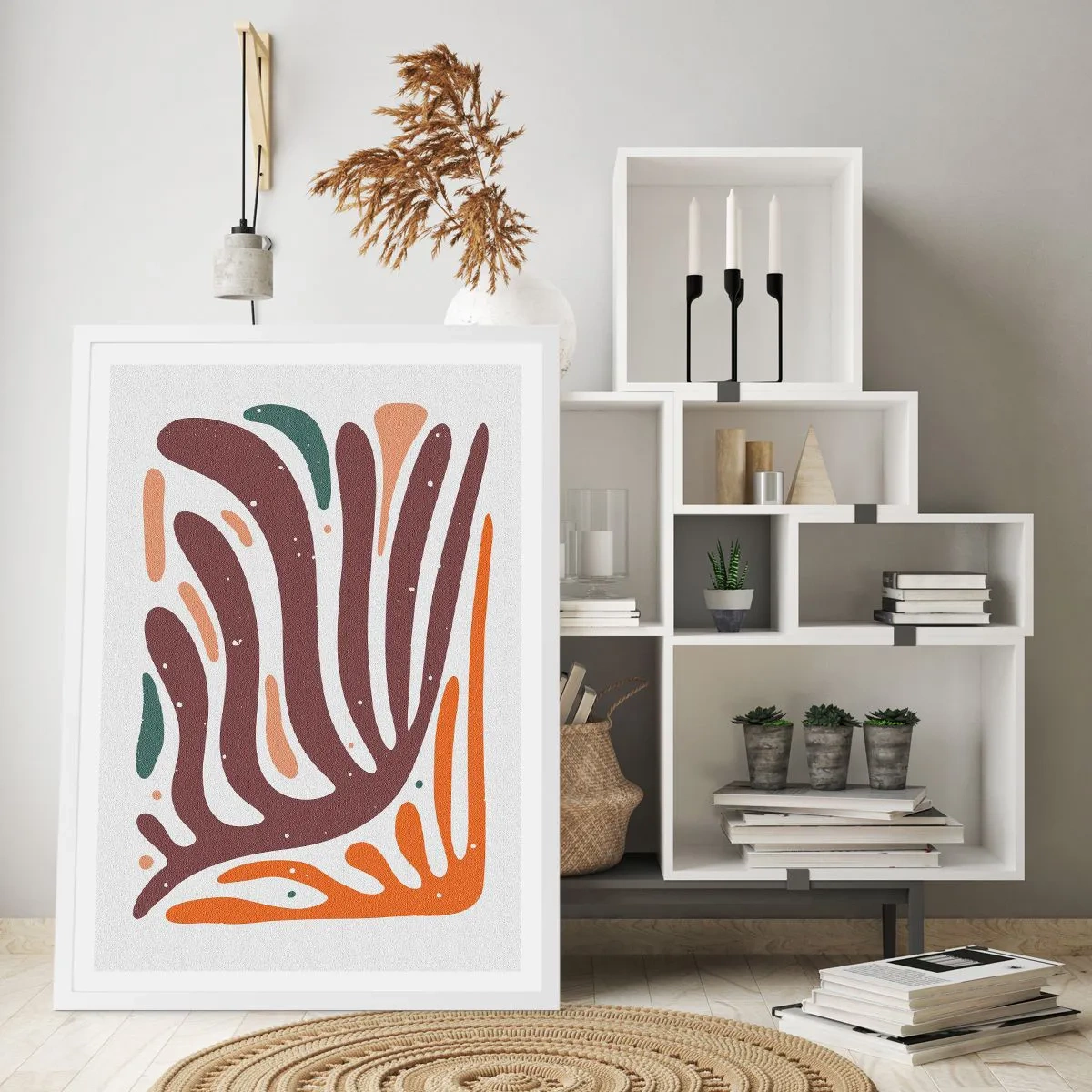 Poster în ramă albă - Compoziție organică radială - 61x91 cm