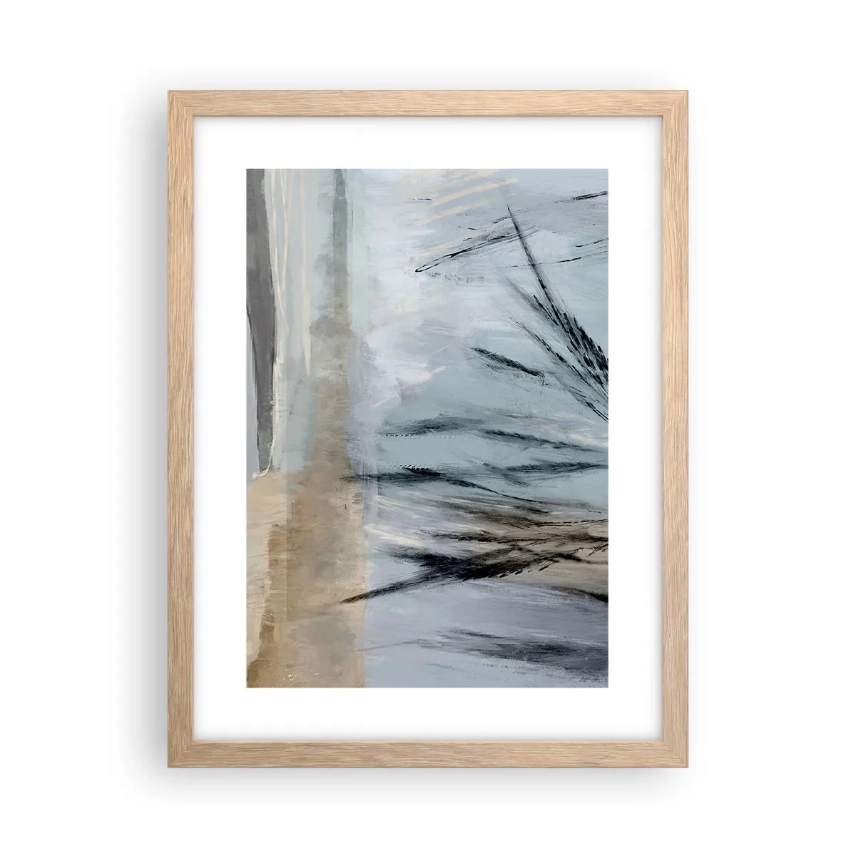 Poster în ramă de stejar deschis - Câmpuri de iarnă - 30x40 cm