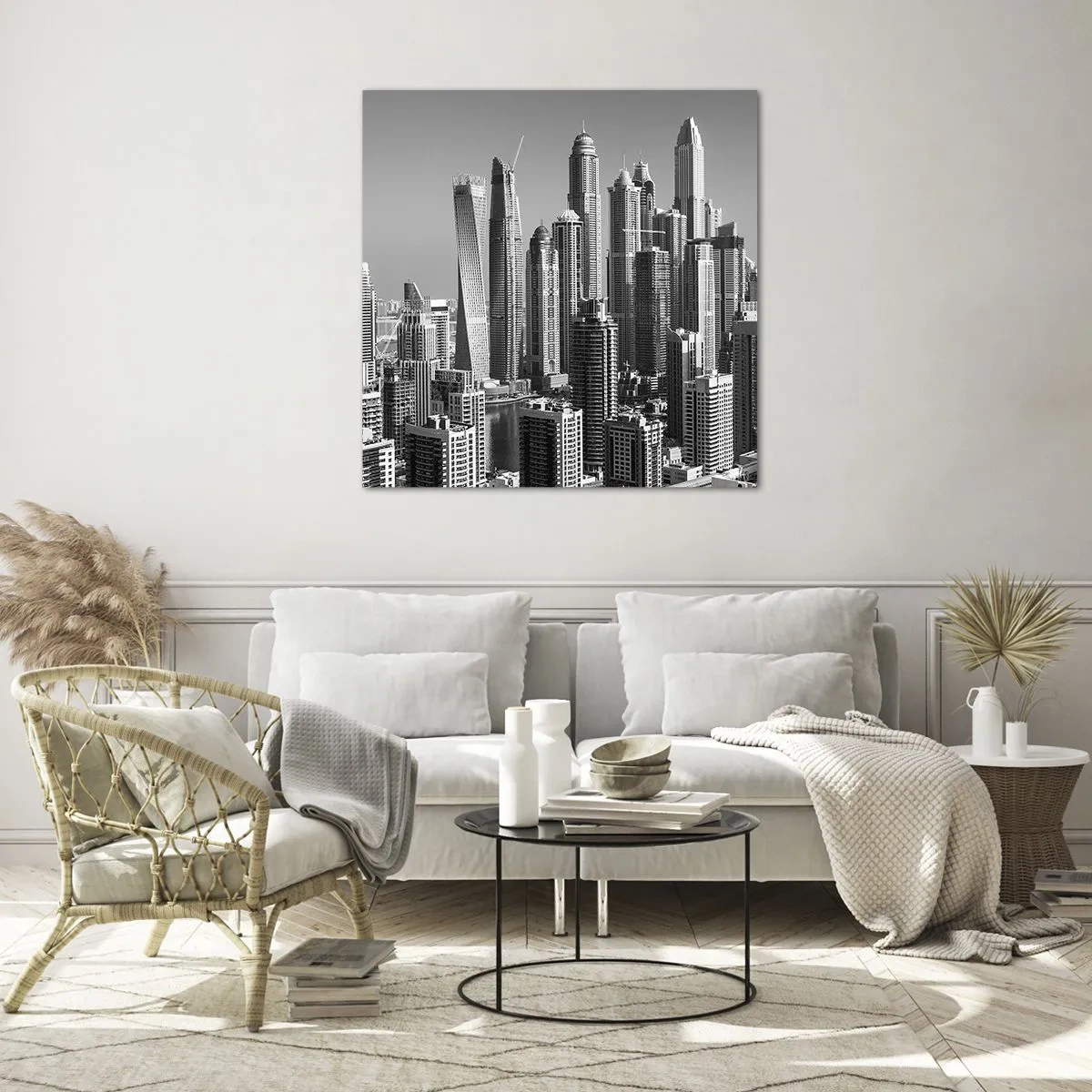 Tablou pe sticlă - Orașul de deasupra deșertului - 60x60 cm