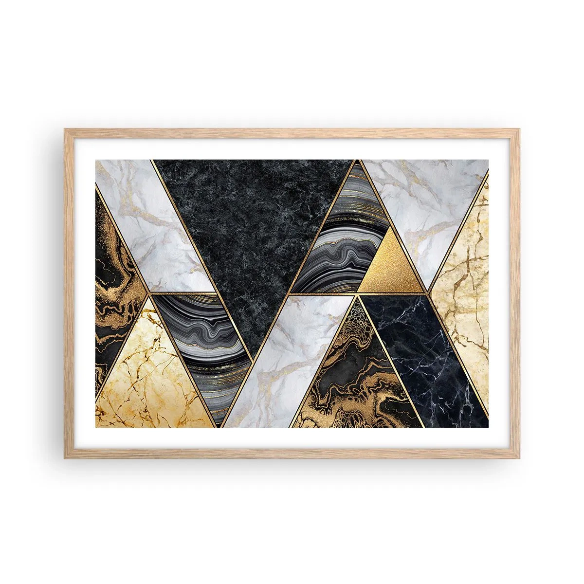 Poster în ramă de stejar deschis - Piatră cu piatră - 70x50 cm