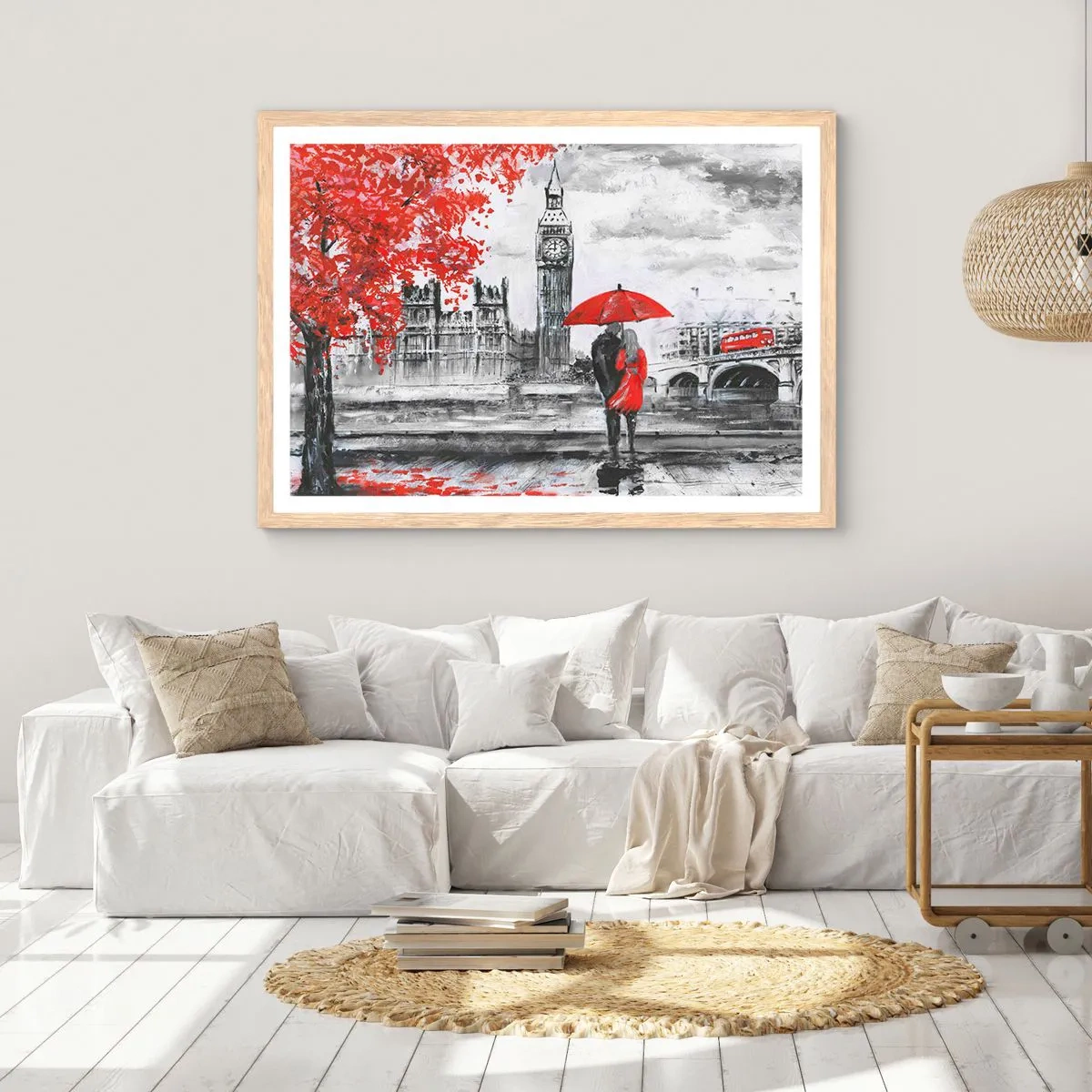 Poster în ramă de stejar deschis - Îndrăgostit de Londra - 91x61 cm