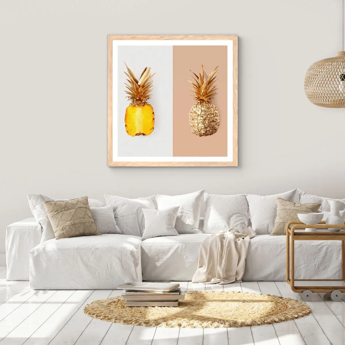 Poster în ramă de stejar deschis - Ananas de împărțit - 40x40 cm