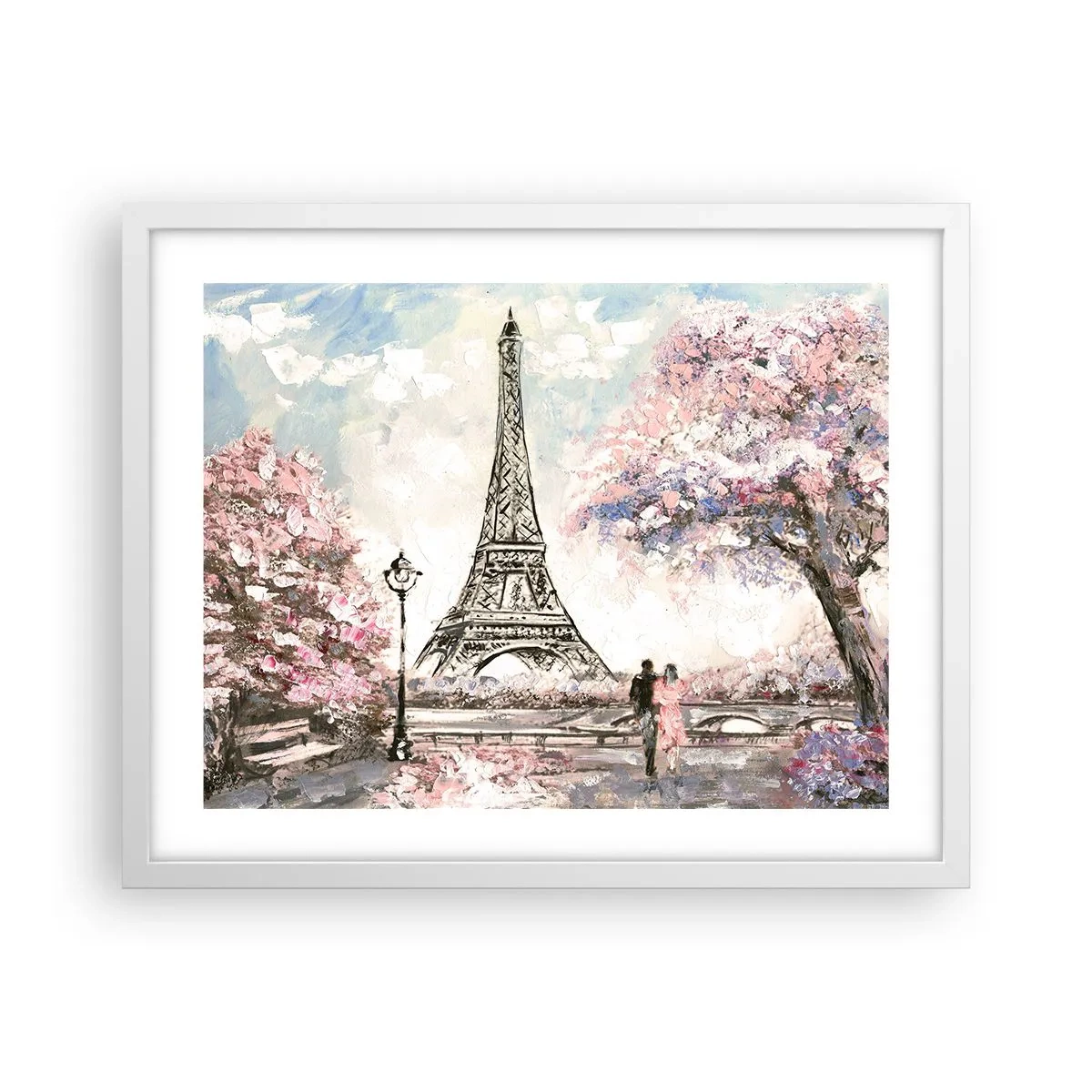 Poster în ramă albă - Plimbare în aprilie la Paris - 50x40 cm