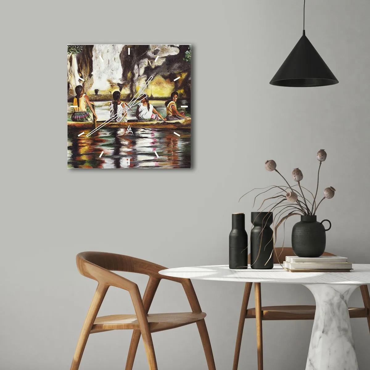 Ceas de perete - Ceas pe sticlă - Într-un paradis polinezian - 40x40 cm