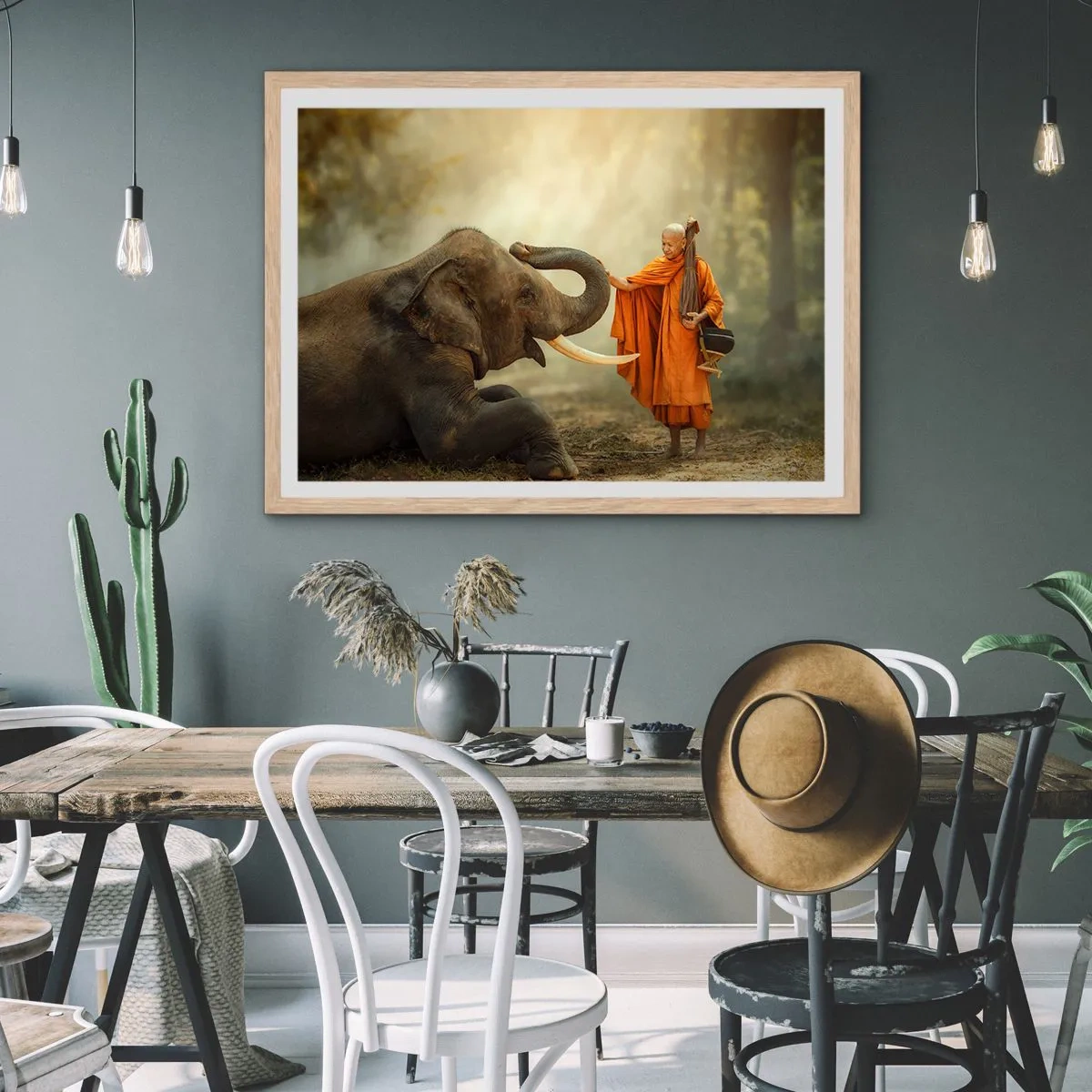 Poster în ramă de stejar deschis - Întâlnire în călătorie - 70x50 cm