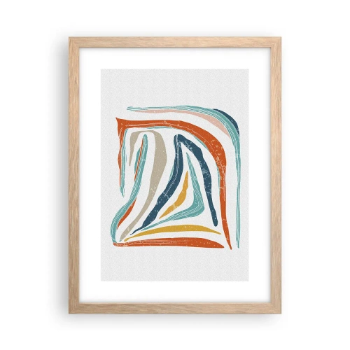 Poster în ramă de stejar deschis - Abstracție prietenoasă și zâmbitoare - 30x40 cm